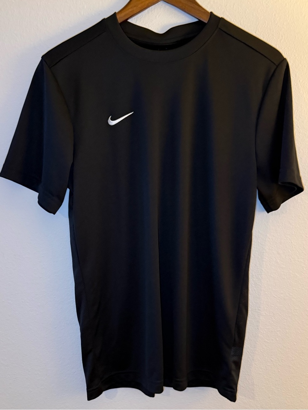 Nike Black Short Sleeve Performance Tee with White Swoosh